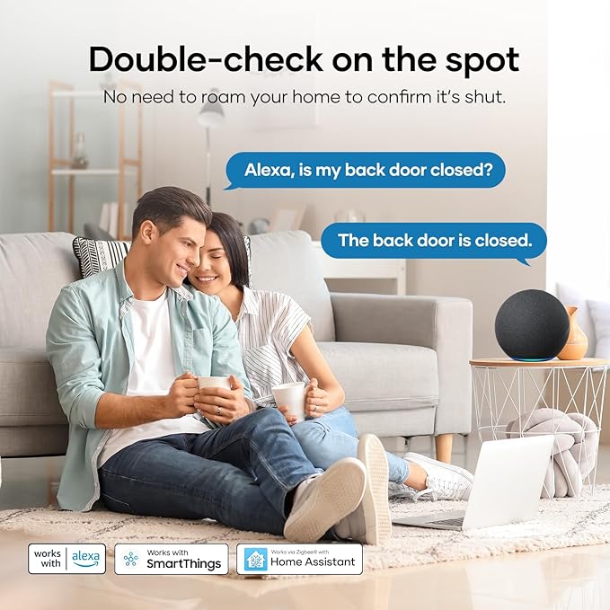 Zigbee Door Sensor 2 Pack, Mini Smart Door Sensor, Home Automation, Kid Safety, Compatible with SmartThings, Alexa, Home Assistant, Aeotec, Hubitat, Homey with Build-in Zigbee Hub, Hub Required