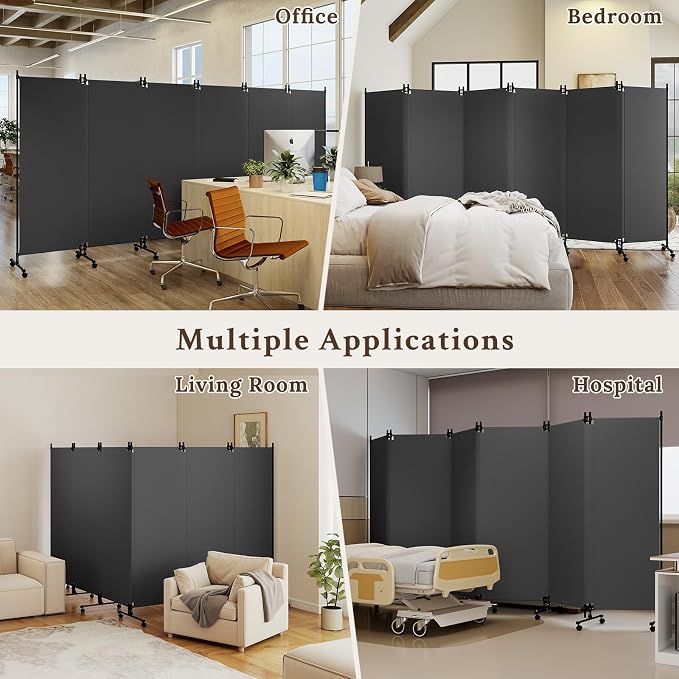 Kokorona 6 Panel Room Divider, 6FT Tall Folding Privacy Screen - Image 7