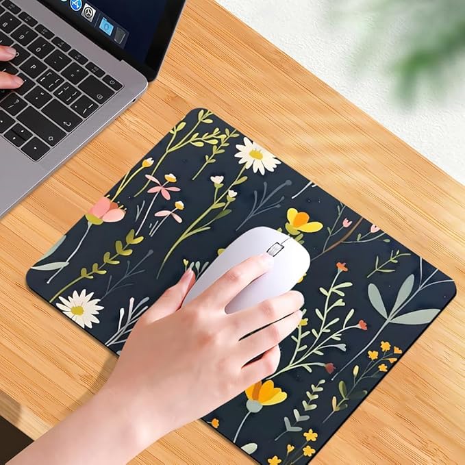 Dreamy Floral Pattern Square Mouse pad, Texture, Waterproof, Anti Slip Rubber Base, Computer Mouse pad, Laptop Mouse pad