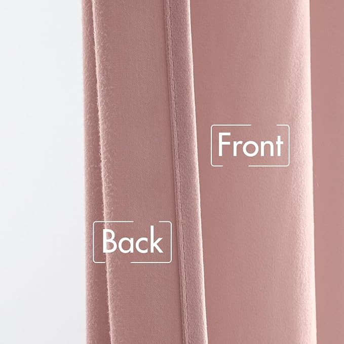MIULEE Light Pink Velvet Pinch Pleat Blackout Curtains W52 X L108 Inches | 2 - Image 7