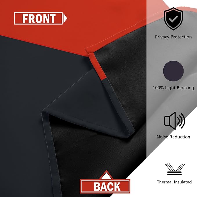 Red Black 100% Blackout Curtains for Bedroom 96 inch Length 2 Panels Set White Grey Modern Abstract Geometric Black Out Curtains Insulated Room Darkening Window Drapes for Living Room, 42Wx96L