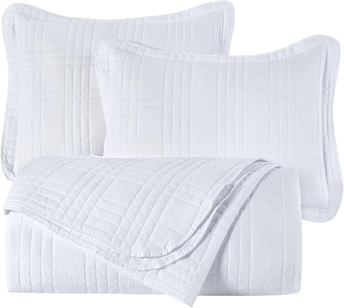 Chezmoi Collection Kingston Twin XL Size Bedspread Set, 2-Piece White Oversized - Image 9