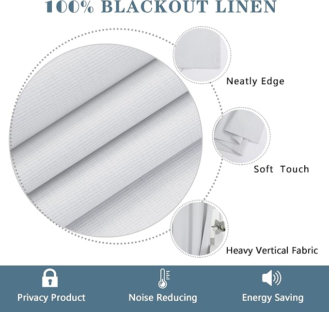 Chyhomenyc 2 Panels 100% Blackout Curtain Liners, 100% Darkening Blackout Liner - Image 6