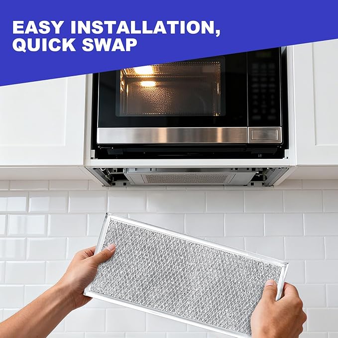 [2 Pack] OEM Microwave Filter Replacement 12.9" x 5.8" Fit For W10208631A, Microwave Vent Filter, Microwave Grease Filter, Filters Kitchen Oven Air Over the Range Vent Fan, 13 x 6 inches
