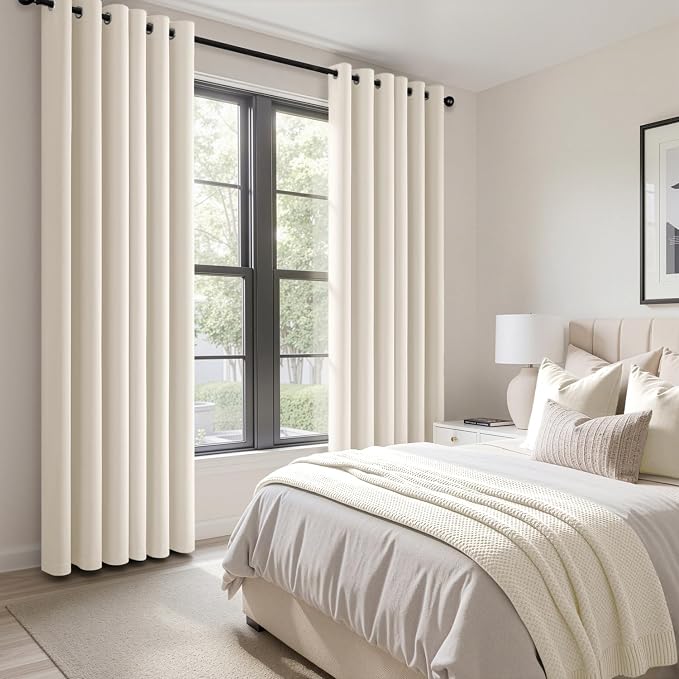 Beige White Blackout Curtains for Bedroom Living Room W40 x L84 Inch | 84 Inch - Image 6