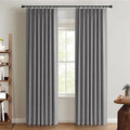 Pinch Pleated Full Blackout Faux Linen Curtains 90 Inches Long | Dark Grey by 100BlackoutShield