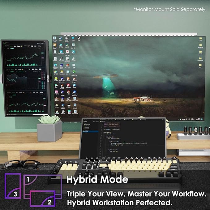 Kado Dual Portable Monitor Setup - 2-Pack 15.6" 1080p IPS Triple Monitor Extender for Laptop, 1920x1080 HDMI USB-C 180° Kickstand Built-in Speakers, Stacked Desktop Setup Office Gaming Daytrading