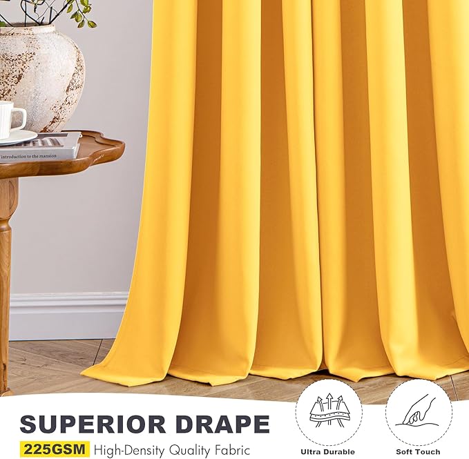 MIULEE Blackout Curtains for Bedroom 2 Panels 40 x 63 Inch Long Yellow | - Image 5