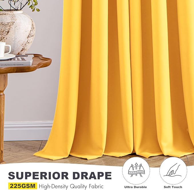 MIULEE Blackout Curtains for Bedroom 2 Panels 40 x 54 Inch Long Yellow | - Image 5
