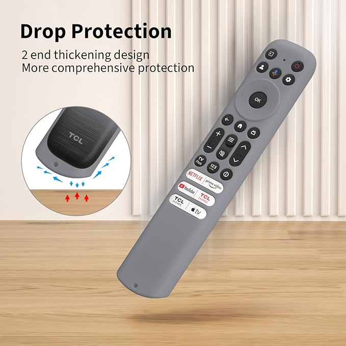 Hi Color Silicone Cover for TCL RC813 FMB1/RC923/RC902V Remote Protective Case Sleeve for TCL Smart TV Remote RC813 FMB1 Case Cover(Grey)