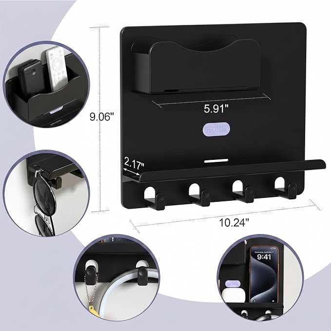 Bedside Shelf Wall Mount, Adhesive Bedside Shelf Accessories Organizer - Image 3