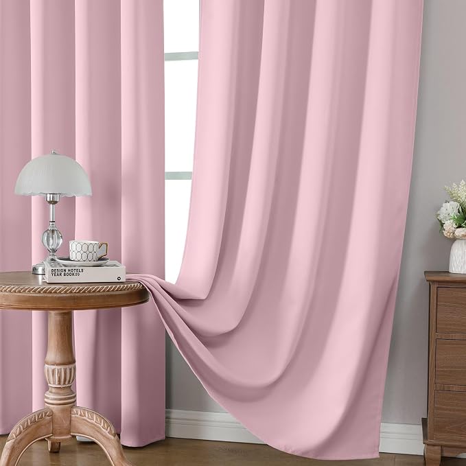 CUCRAF Light Pink Blackout Curtains 63 inch Length 2 Panels Set, Rod Pocket - Image 5