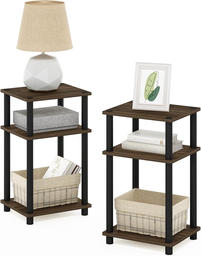 Furinno JUST Night Stand Set of 2, 3-Tier Turn-N-Tube Nightstand, Toolless by Furinno-FitsYourSpaceFitsYourBudget
