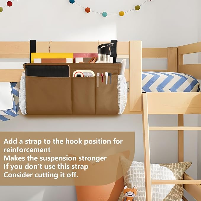 Brown Bedside Caddy Storage Bag Bedside Organizer - Image 6