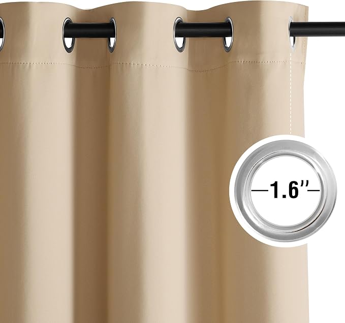 NICETOWN Beige Room Darkening Curtains 96 Inches Long 2 Panels - Image 3