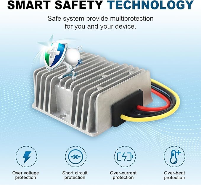 DC Buck Converter 24V 36V to 12V 20A 240W, Adjustable Voltage Regulator Module, High Efficiency Step Down Power Supply, Mini DC Converter for LED, Car, Battery, Solar System, Arduino (Input 20-36V)