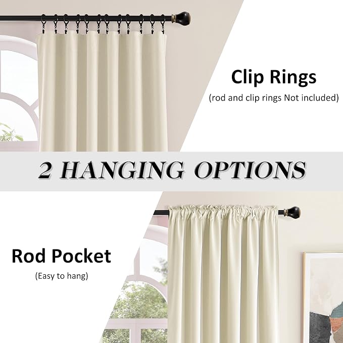 Patio Door Curtains 96 inch Length, Rod Pocket Top Thermal Insulated Blackout - Image 2
