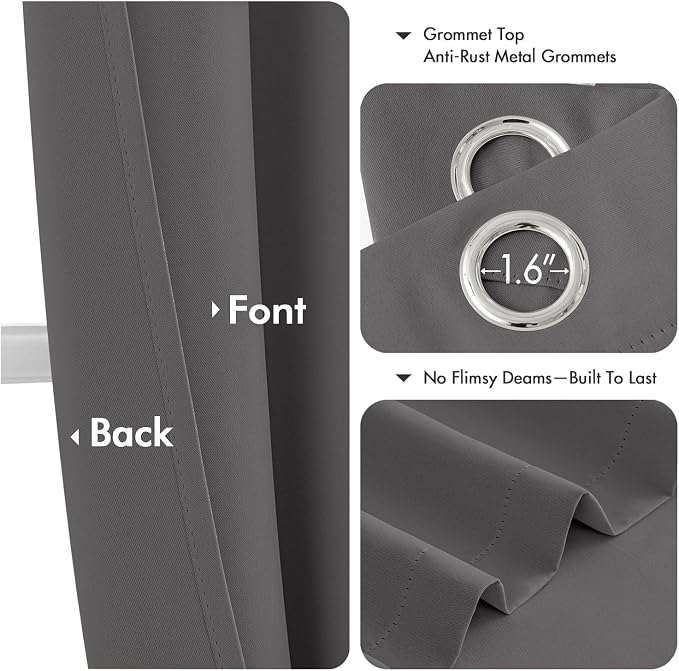 MIULEE Blackout Curtains for Bedroom 2 Panels 40 x 54 Inch Long Gray | Thermal - Image 4