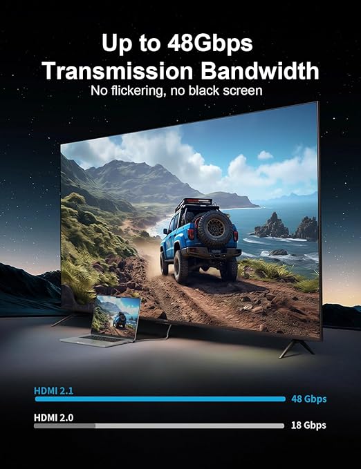 XAOSUN Right Angle HDMI 2.1 Cable 6.6FT, 48Gbps Ultra High Speed HDMI Cord Support 8K@60Hz 4K@120Hz Dynamic HDR eARC HDCP 2.2& 2.3 HDR10, Compatible with ps5,ps4,x-Box,roku TV,HDTV,Blu-ray,lg,Samsung