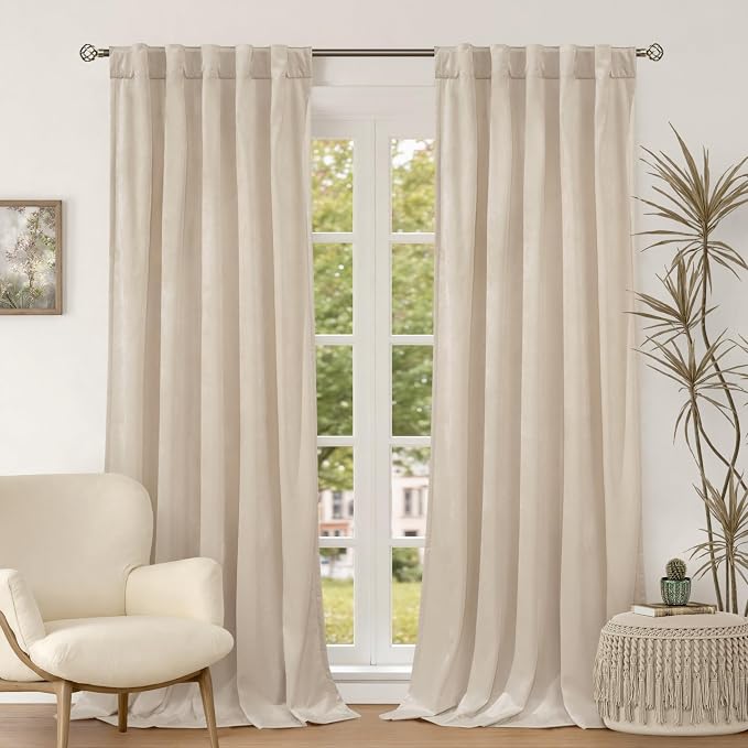 BGment Cream Beige Velvet Curtains by BGment
