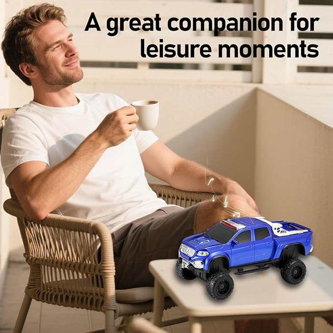 WSTER WS-X65 Pickup Truck Replica Bluetooth Speaker – HD Sound, FM Radio, TWS Stereo, LED Party Lights, USB/TF Playback, Built-in Mic – Cool Portable Car Design Speaker for Outdoors & Home (Blue)