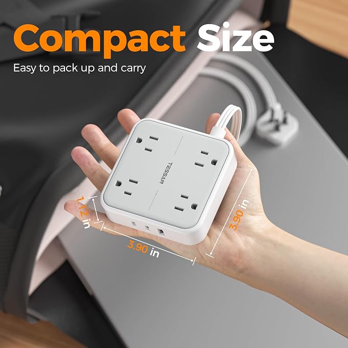 TESSAN Surge Protector Flat Extension Cord 5Ft, Flat Plug Power Strip | 4 - Image 8