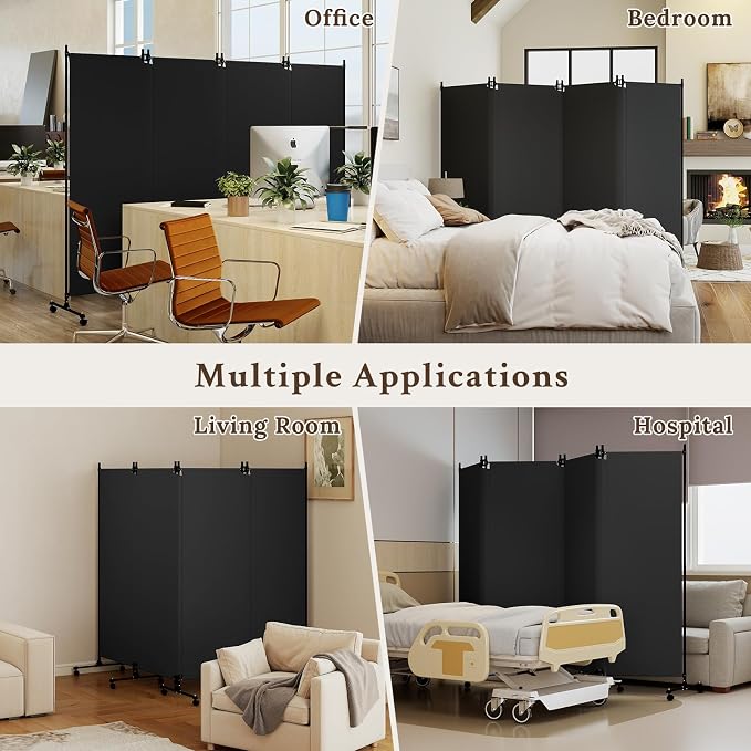 Kokorona 4 Panel Room Divider, 6FT Tall Folding Privacy Screen - Image 7