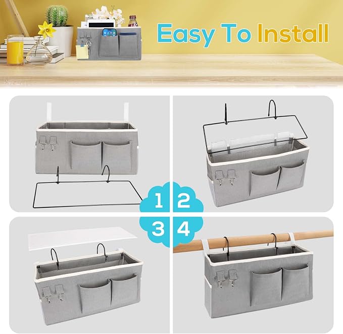Kanrichu 1pcs Bedside Caddy Hanging Storage Bag, Organizer Baskets - Image 6