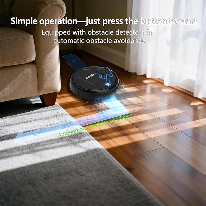 3-in-1 Robot Vacuum and Mop | 4500Pa Strong Suction, Anti-Tangle, 120 Mins Runtime, Ultra-Thin, Low Noise, Smart Navigation, Multiple Cleaning Modes, Ideal for Pet Hair and Hard Floors (Black)
