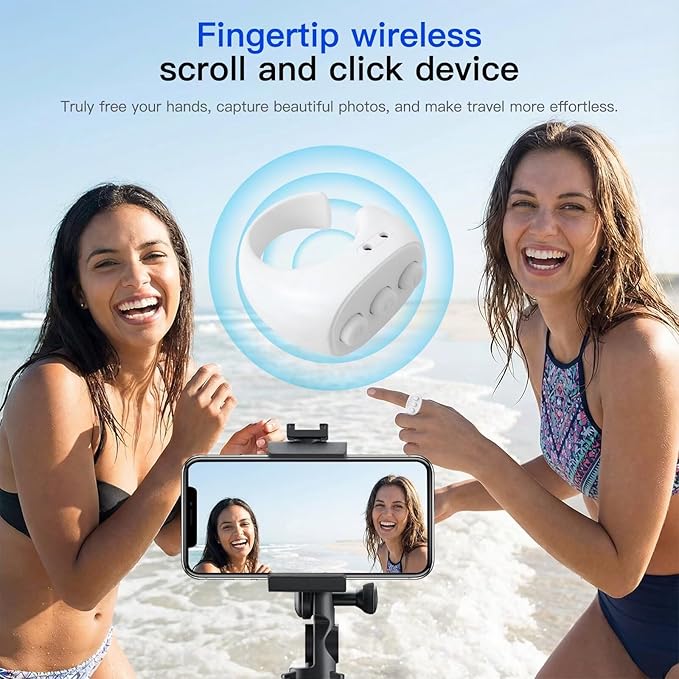 HEKUTU Social Media Scrolling Ring Remote - Hands-Free Controller for T-ikT-ok Yout-ube IG - White