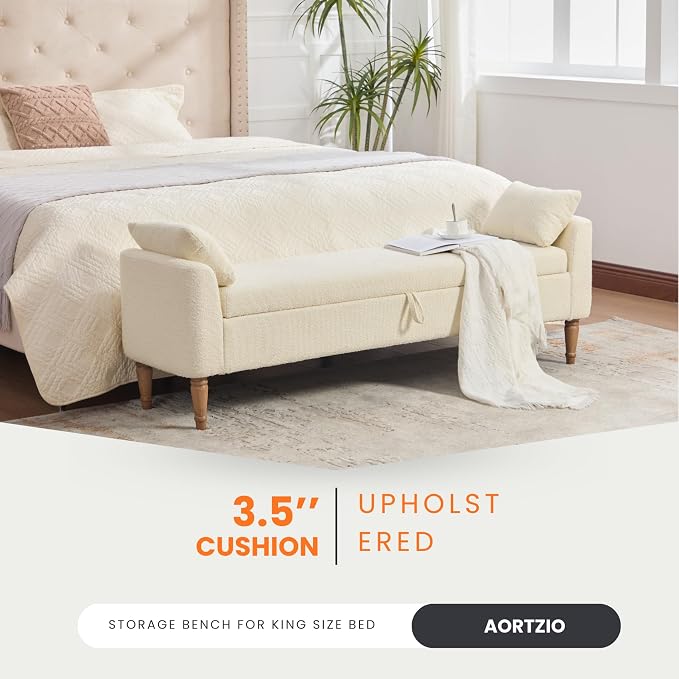 66" End of Bed Storage Bench for Bedroom - Image 5