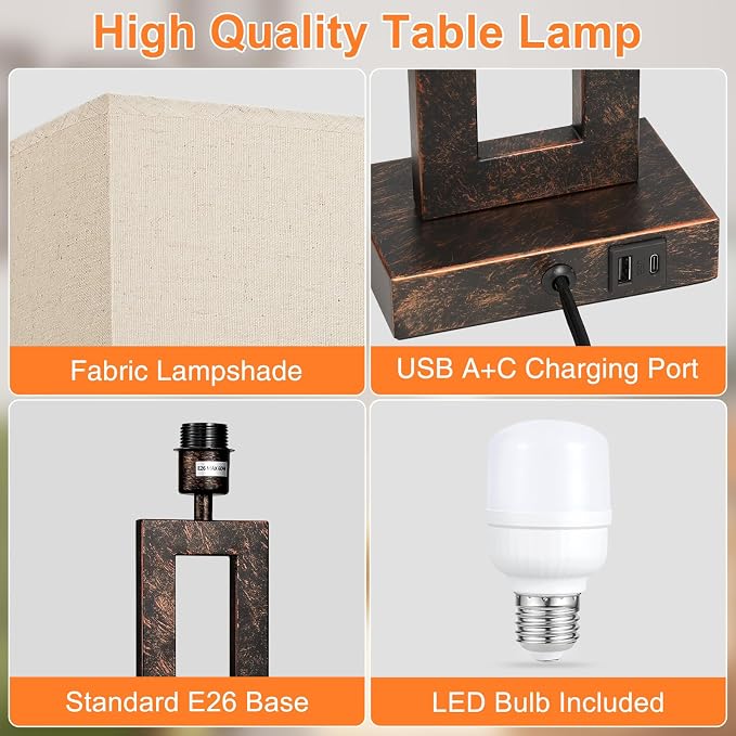 Seealle 22" Tall Living Room Lamps - Image 5