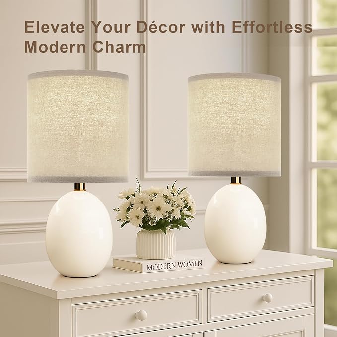 17.3" Table Lamp Set of 2 for Living Room Bedroom, Bedside Lamps for Night - Image 4