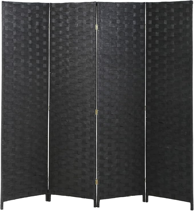 Room Divider Wall Divider 6FT 4 Panels Wood Mesh Hand-Woven Indoor Room Screen by Dopinmin