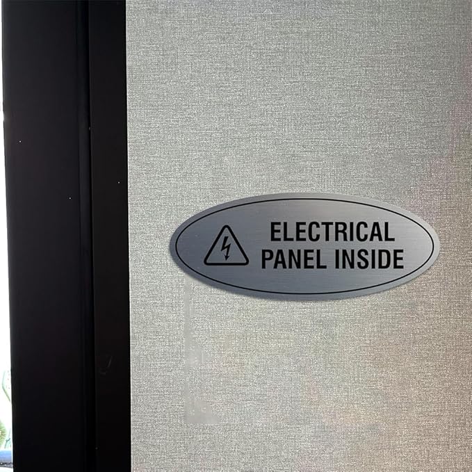 Signs ByLITA Oval Electrical Panel Inside Sign (Light Grey/Burgundy) - Small