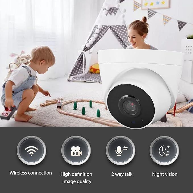 ZASCHMOY Home Security Camera, 1080P HD 2MP Indoor WiFi Surveillance Camera with Night and 2 Way Audio, for Baby Pet Monitor, Works