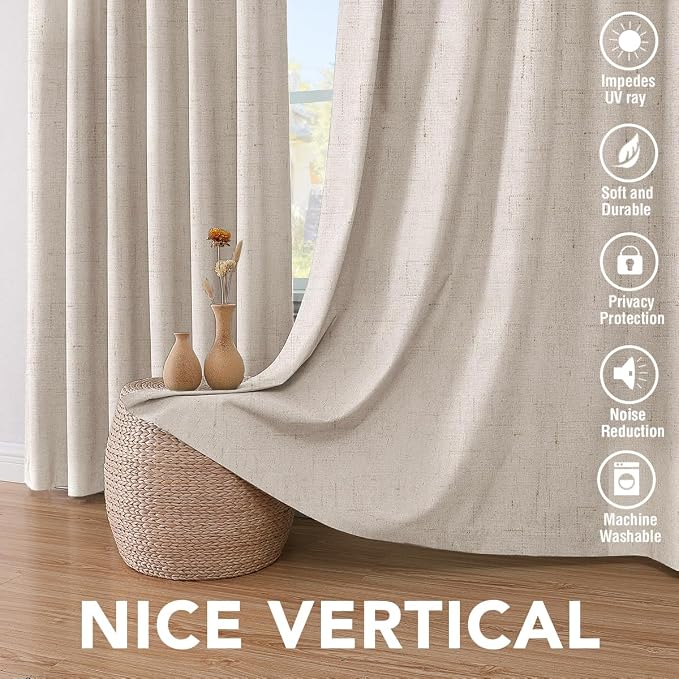 H.VERSAILTEX Linen Blackout Curtains 45 Inches Long 100% Blackout Thermal - Image 7