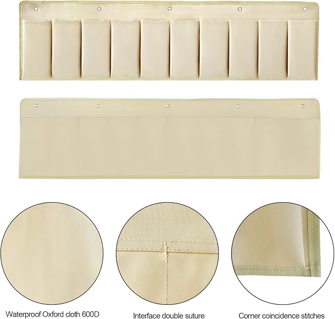 RVZONE RV Shoe Pockets 10 Pockets Heavy Hanging Bedside Storage Organizer - Image 6