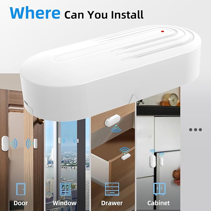 Door Chime, Daytech Wireless Door Sensor Chime When Door Opens, 800ft Range, 20 Chimes, 5 Volume Levels, Mute Mode, LED Indicator for Home/Business/Kids, Door Ringer Alert 1 Sensor + 2 Receivers