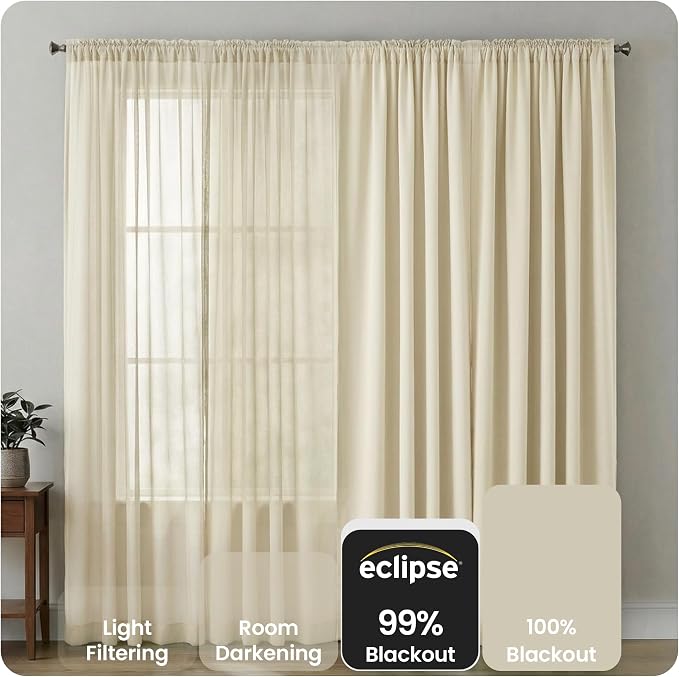 ECLIPSE Kendall Modern Blackout Thermal Rod Pocket Window Curtain - Image 5