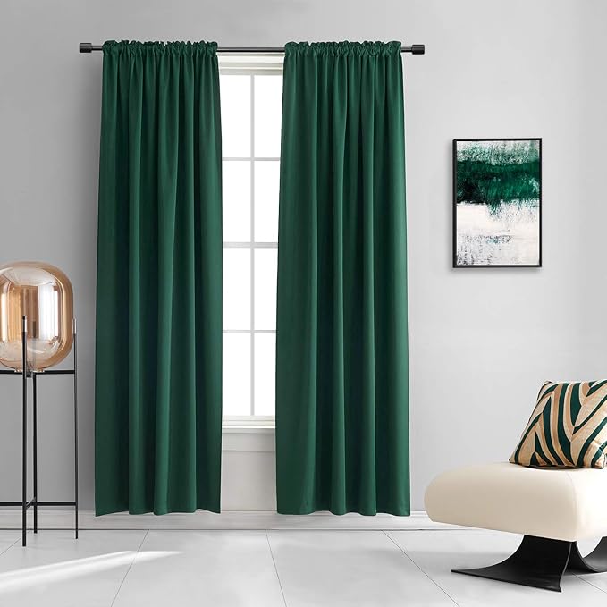 Dark Green Blackout Thermal Insulating Window Curtain Panels by DONREN
