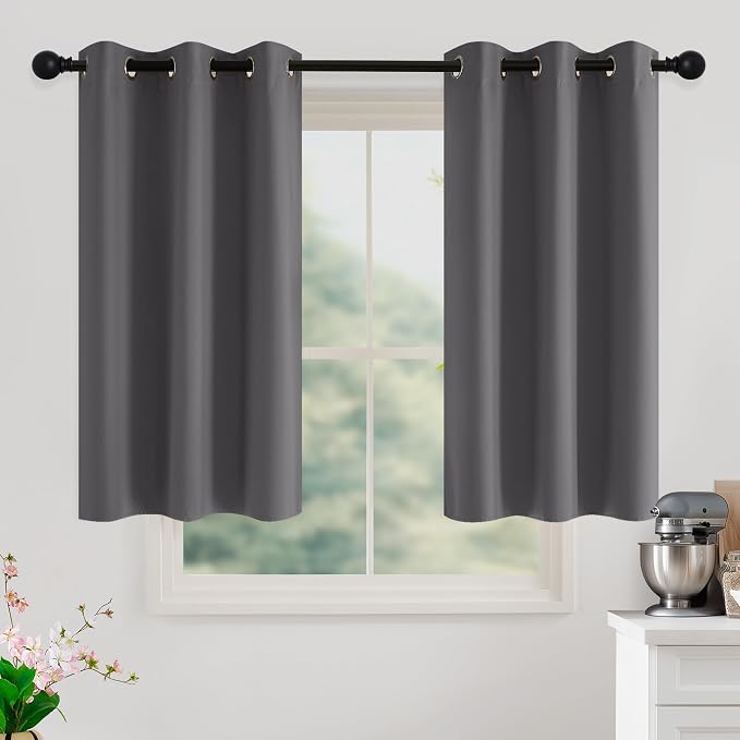 NICETOWN Grey Light Blocking Curtains 45 Inches Long 2 Panels by NICETOWN