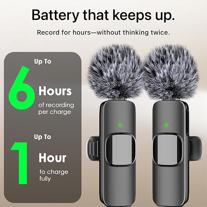Mini Mic Pro (Latest Model - Wireless Microphone for iPhone, iPad, Android, Lavalier Microphone for Video Recording - iPhone Mic Crystal Clear Recording with USB-C (with Charging Case)