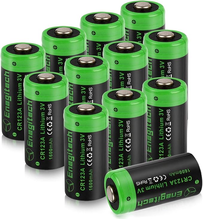 Enegitech CR123A 3V Lithium Battery, 123 Lithium Batteries 3 Volt 1600mAh for Smart Smoke Detector, Fire Alarm, Flood & Freeze Sensor, Carbon Monoxide Detector Non-Rechargeable 12 Pack