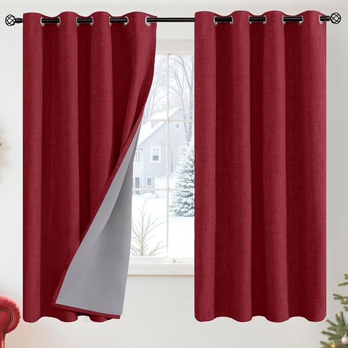 YoungsTex Burgundy Linen Blackout Curtains by YoungsTex