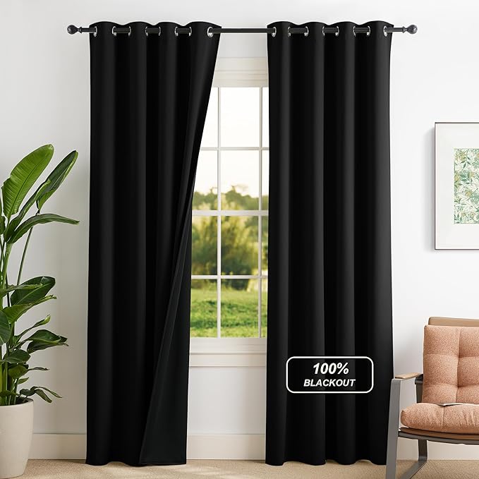 NICETOWN Black 100% Blackout Curtains by NICETOWN