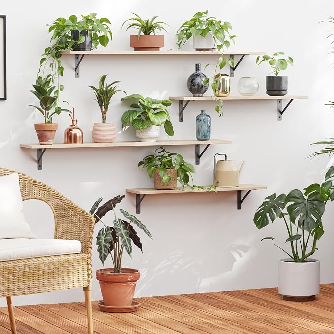 Long Wall Shelves, 55.1Inch Wooden Floating Shelves - Image 7