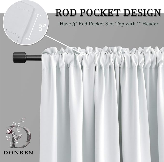 Greyish White Room Darkening Window Curtain Panels - Image 4