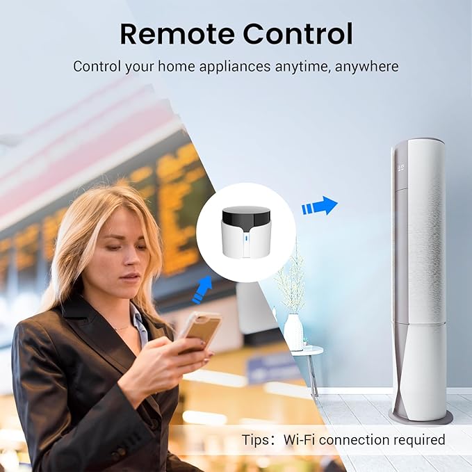 Broadlink RM5plus Universal Infrared Remote, Voice Control with Alexa & Google Home, Wi-Fi Smart Home Hub for TV, AC and Audio (IR 38KHz), 2.4GHz Wi-Fi Only