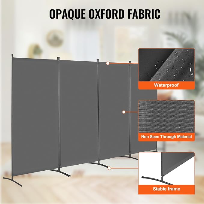 VEVOR Room Divider, 4 Panel Room Divider, Freestanding Room Partitions - Image 3